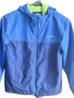 Eddie Bauer Kids' Two-Tone Blue Hooded Jacket with Neon Lining